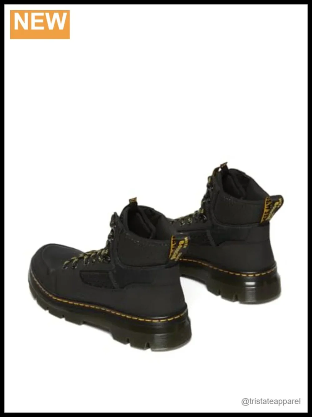 Vegan Leather Unisex Ankle Boots with Yellow Stitching